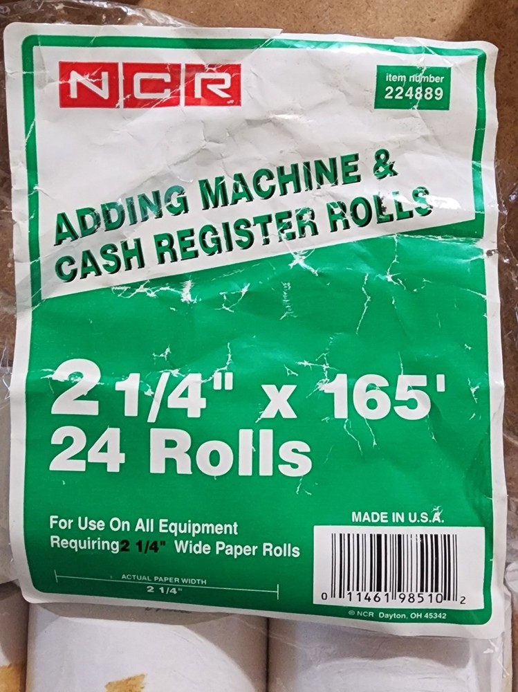 NCR Adding Machine Paper Rolls 2 1/4″ x 165′ – 13 Rolls – Clean/Unused