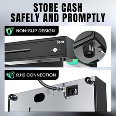 Tera 13 inch Auto Open Cash Register Drawer with 6 Keys Heavy Duty 4 Bill 8 Coin