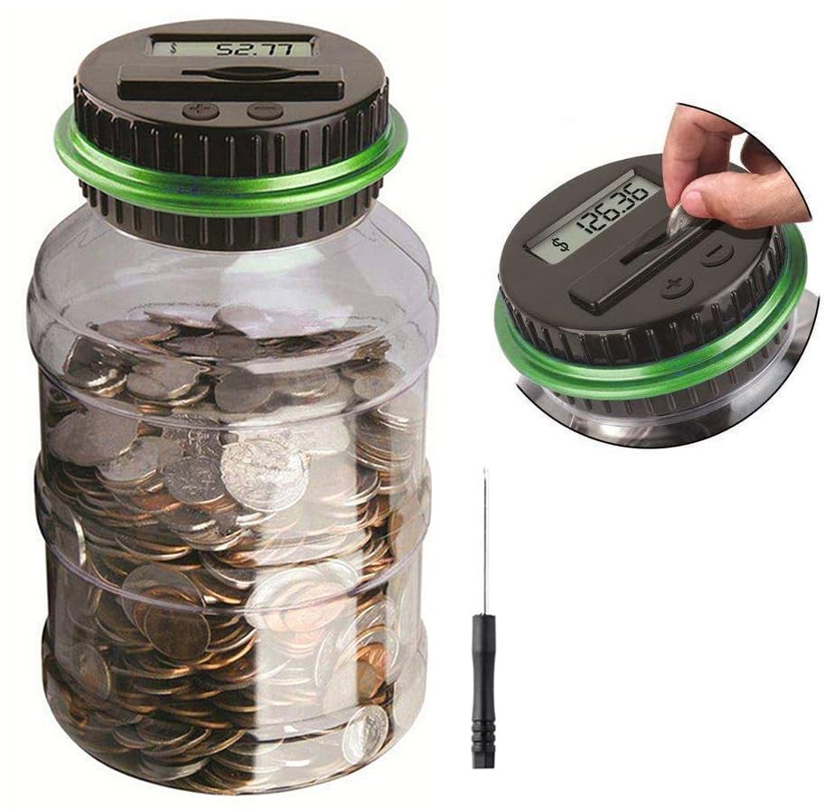 Large Piggy Banks for Adults, Digital Counting Money Jar, 1.8L Capacity Coin …