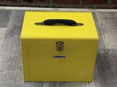 UNIQUE VINTAGE Yellow Oxford Metal Medication LOCKBOX-Antique