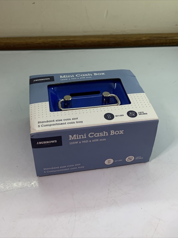 Mini Cash Box 125 X 95 X 60 mm Blue NEW