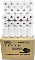 (50 Coreless Rolls) 2 1/4 X 50 Thermal Paper Receipt Rolls Fits All Credit Card
