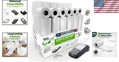 Durable 2 1/4″ x 50 ft Thermal Paper Rolls with End-of-Roll Warning – 100 Pack