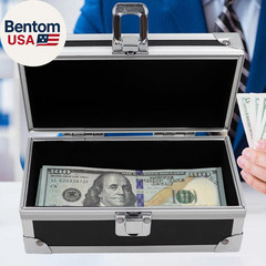 Lockable Cash Box, Aluminium Alloy Money Box for Cash, Money Holder, Cash Organi