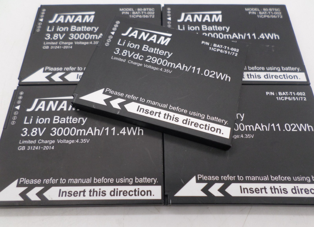LOT OF 5 JANAM XT2 Li-Ion Battery 3.8VDc 2900mAh 11.02Wh 80-BTSC BAT-T1-002