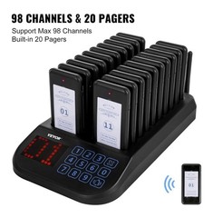 VEVOR F103 Rechargable Restaurant Pager System 20 Pager Wireless Touch Keyboard