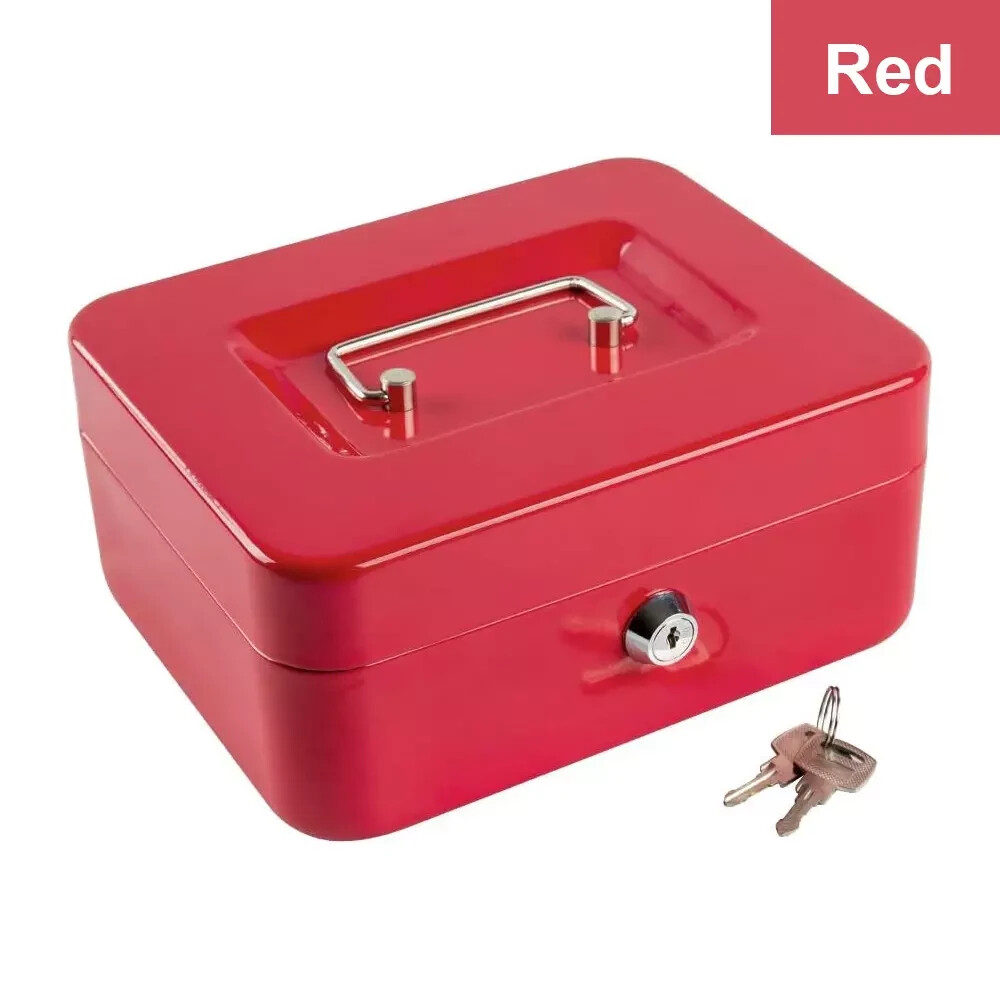 Cash Box with Lock Key and Money Tray Large Money Box for Cash Metal Lock Box