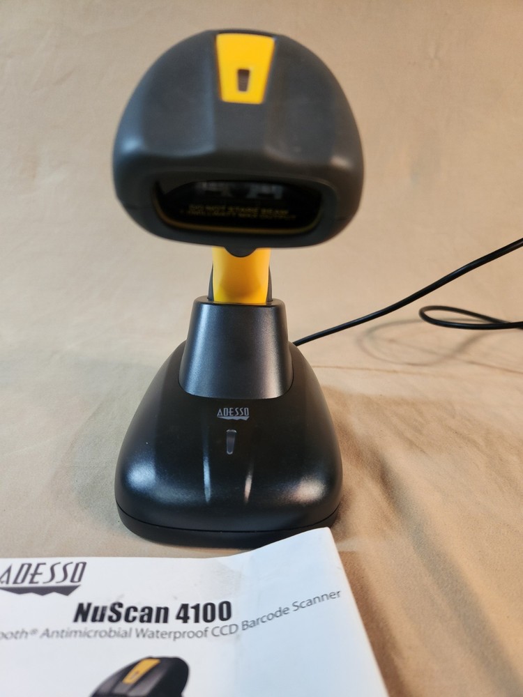 Adesso NuScan 4100B Black Bluetooth Antimicrobial Waterproof CCD Barcode Scanner