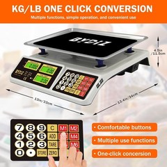 BYDIZ Digital Commercial Price Computing Scale 88lb/40kg, Dual LCD Displays