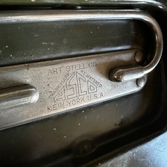 Vintage ASCO Art Steel Co Green Metal Lock Box New York USA vtg – WITH 2 KEYS