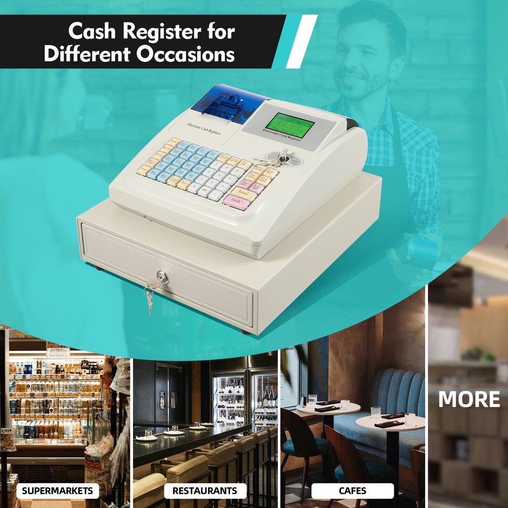 Electronic Cash Register 48 Keys Cash Management System with Thermal Printer