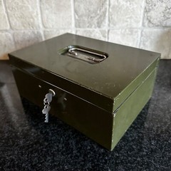 Vintage ASCO Art Steel Co Green Metal Lock Box New York USA vtg – WITH 2 KEYS