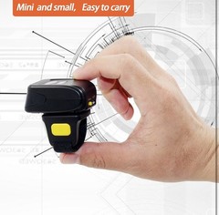 Bluetooth Ring 1D 2D QR Barcode Scanner, Wearable Wireless Finger Mini Bar Code