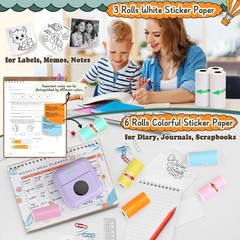 9 Rolls Mini Printer Sticker,57X25mm,Thermal Inkless Printing Paper for Mini …
