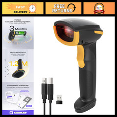 Wireless Bluetooth Barcode Scanner – 1D Handheld USB Reader, 2000mAh Battery, AP