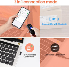 Wireless Barcode Scanner 1D Laser Mini Pocket Waterproof Scanner 3In1 Compatible