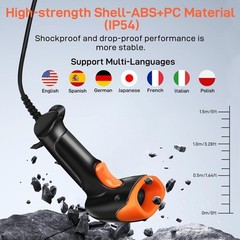 Durable Handheld USB Barcode Scanner with Built-in Light & 3 Scanning Modes