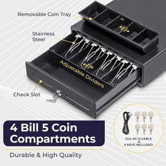 13″ Electronic Cash Register Drawer for Point of Sale (POS) System with 4 Bill 5