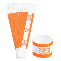 Pack of 300 Money Band Bundles, Self-Adhesive Bill Wrappers, 7.6″x1.18″ Orange