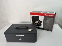 Honeywell 6112 Steel Cash Box 1 Bill & 5 Coin Slots 2 Keys Handle 9.8″ X 7.3″