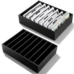 2 Pack Money Organizer for Cash Black Acrylic Money Holder with Removable Div…