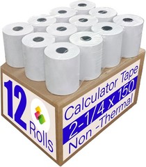 12 Rolls2 1/4 in x 150 ft Adding Machine Tape Paper Rolls, for HR-10RC, HR-17…