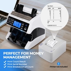 MUNBYN Money Bill Cash Counter Currency Counting Counterfeit Detect Bank Machine