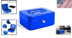 Blue Locking Steel Cash Box with Removable Tray – Portable & Secure Solution
