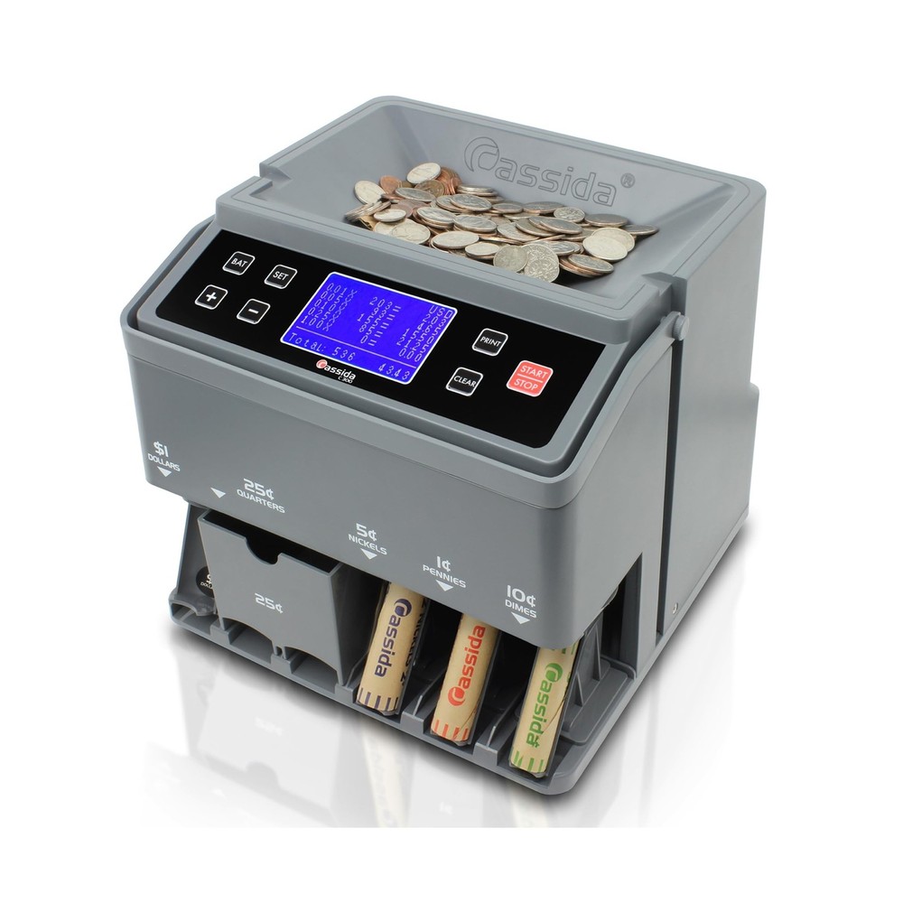 Cassida C300 Professional USD Coin Counter, Sorter and Wrapper/Roller, 300 co…