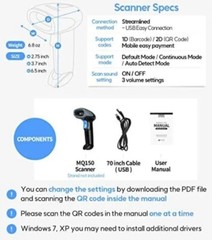 MQ150 – QR Code Reader – QR Code Scanner – 2D Mobile Payment – Handheld – NIB