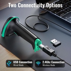 Tera 5100 Wireless 1D Laser Barcode Scanner with Battery Level Indicator Green