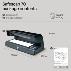 70 UV Counterfeit Bill Detector, Small Footprint, Lightweight, Great for Bills,