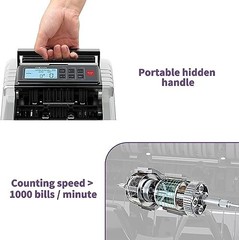 Money Counter Machine with Value Count, UV/MG/IR Bill Detectors, LCD Display, Ad
