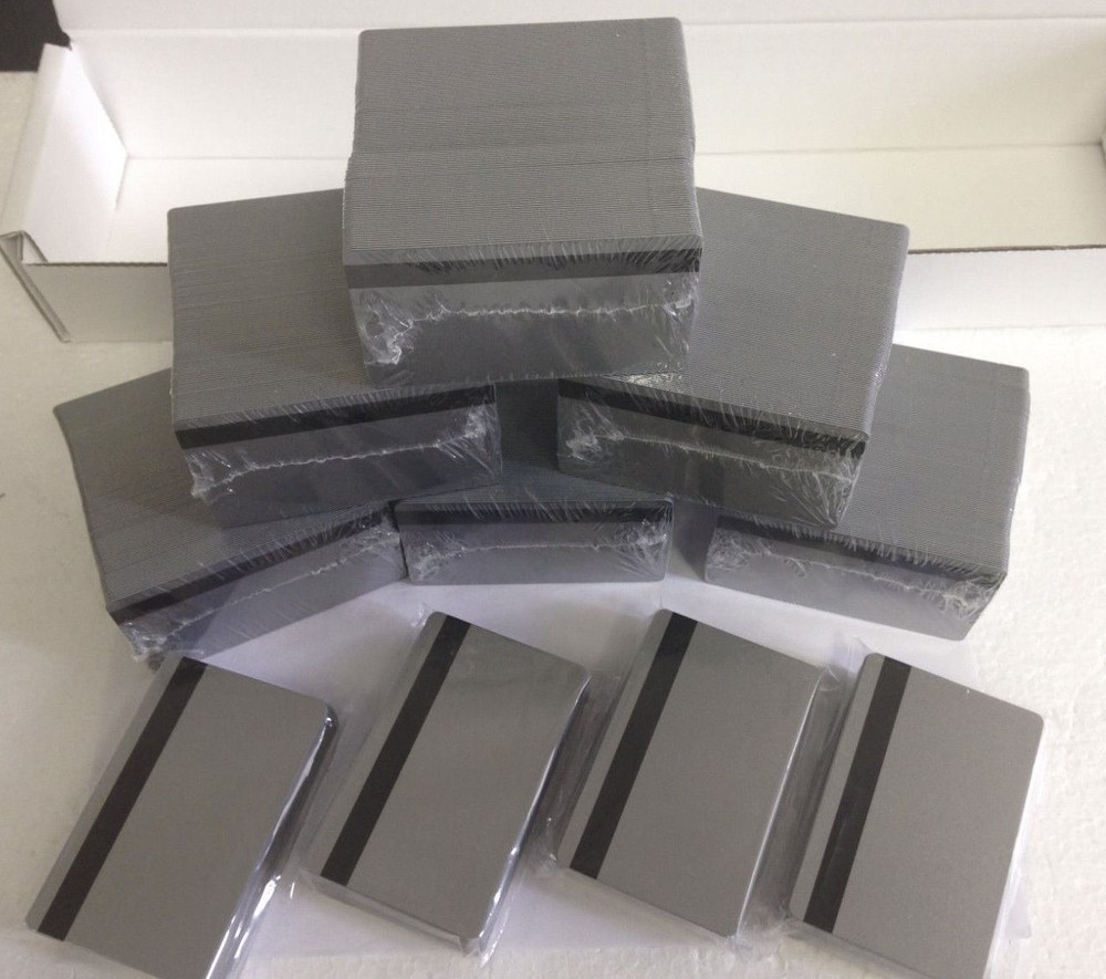 500 Silver PVC Cards – HiCo Mag Stripe 2 Track – CR80 .30 Mil for ID Printers