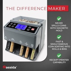 Cassida C300 Professional USD Coin Counter, Sorter and Portable, Gray