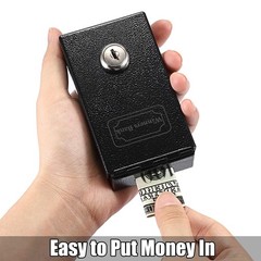 Metal Casino Cash Box for Gamblers, Portable Mini Lockable Winners Bank with Mon