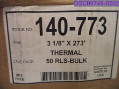 Qty = 1 Box of 50: Thermal Roll Paper 3-1/8″ x 273′ P/N 140-773