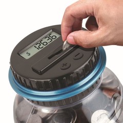 Electronic Digital LCD Coin Counter Counting Jar Money Saving Piggy Bank 1.8L JQ