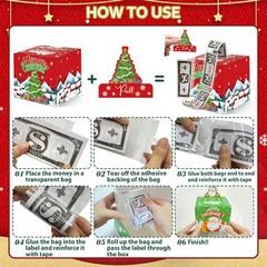 Christmas Money Box Cash Gift Pull Tree Snowman Santa Elk Surprise Merry 4 Pack