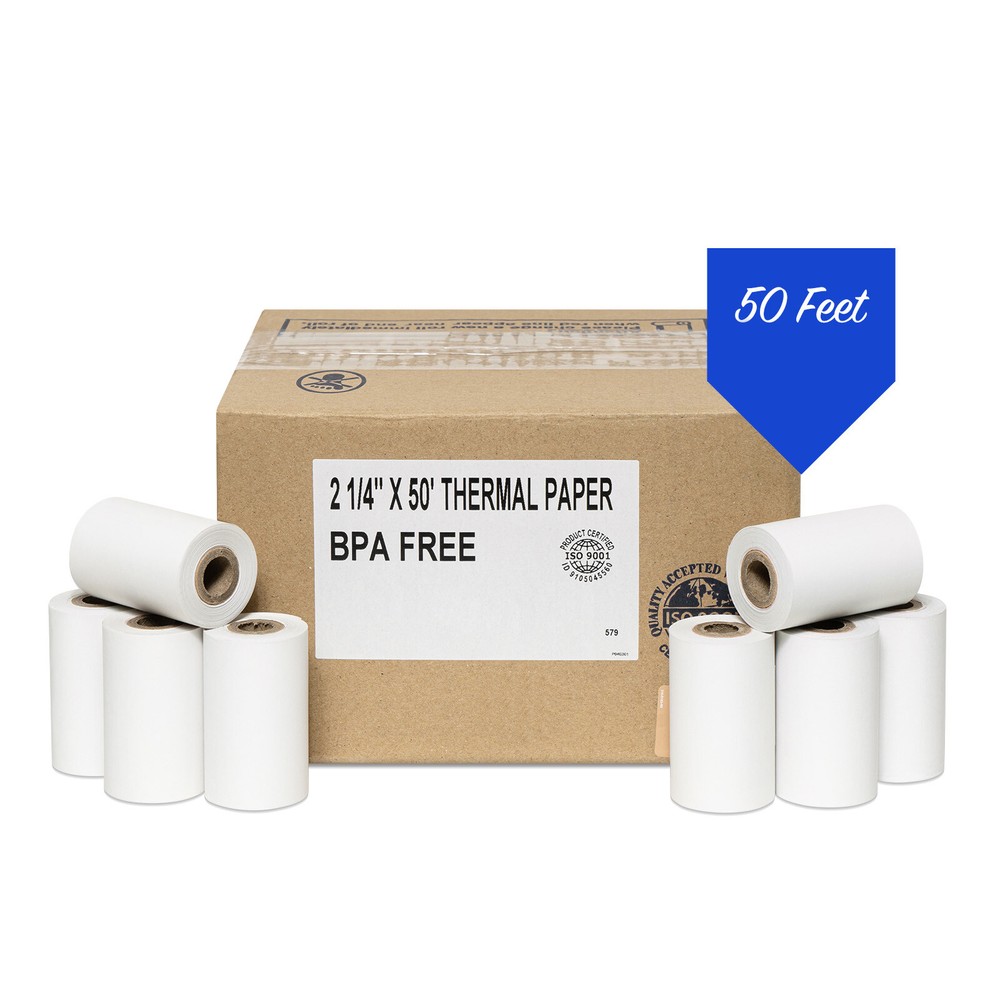 2 1/4″ x 50′ Thermal Paper (100 Rolls) – First Data FD400 Credit Card Terminal