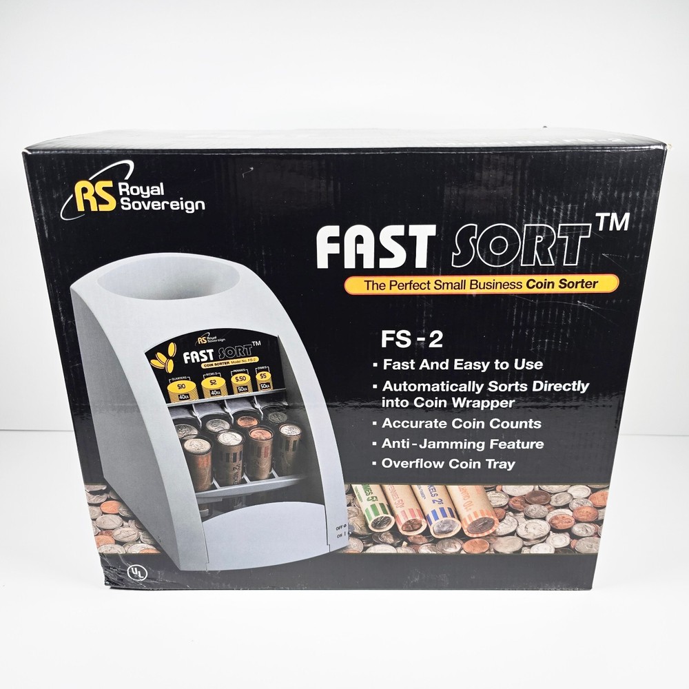 Royal Sovereign FAST SORT Coin Sorter Model FS-2 for Small Business Works