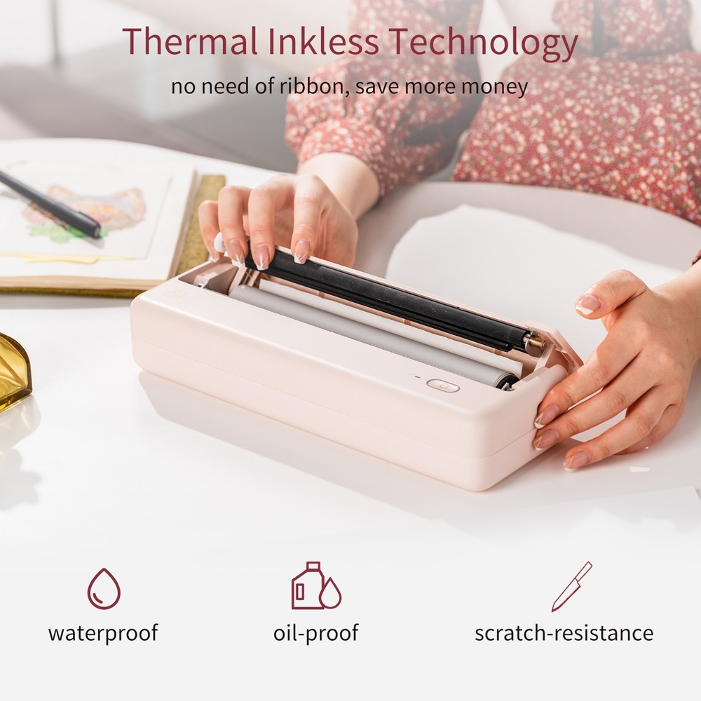 A4 Portable Paper Printer Wireless BT Connect Thermal Printing Mobile BJVD