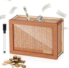 Caja de ahorros de madera Cash Vault, caja de dinero de madera 2024