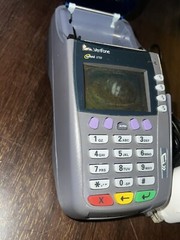 Verifone Omni 3750 Gray & Blue Wired Digital POS W/ Ethernet Cable + Paper Roll