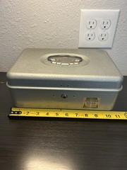 Vintage Standard Federal Savings Silver Metal Cash/Utility Box Free Shipping