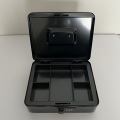 Black Cash Box with Money Tray Large 9.8×7.9×3.5 Inches Combination Lock