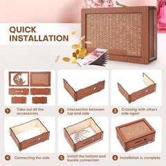$10000 Cash Vault Wooden Savings Box,Wooden Savings Box with Money Target Numb