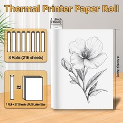 8 Rolls Thermal Paper 8.5’’ X 11’’ White for Thermal Printer, Rolls for A285M/ P