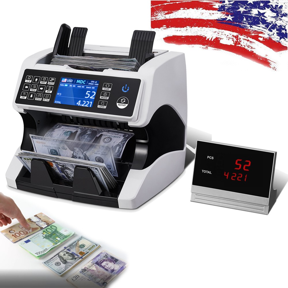 MUNBYN Money Bill Cash Counter Currency Counting Counterfeit Detect Bank Machine