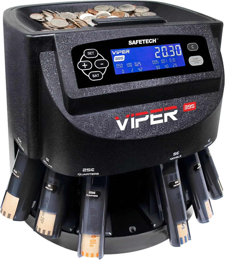 Viper V395 Coin Counter, Sorter, and Wrapper, Sorts All US Coins Including Half